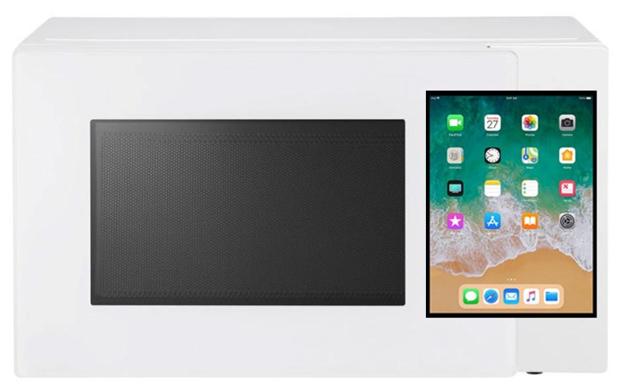 En bild av en maskin som liknar en micro med en pekskärm på.